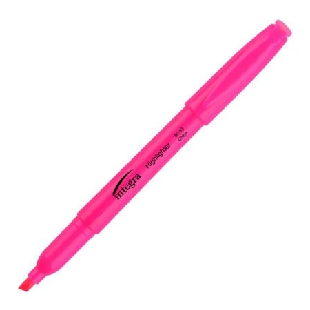 Integra Integra Pen Style Highlighter, Chisel Tip, Fluorescent Pink, Dozen 36183